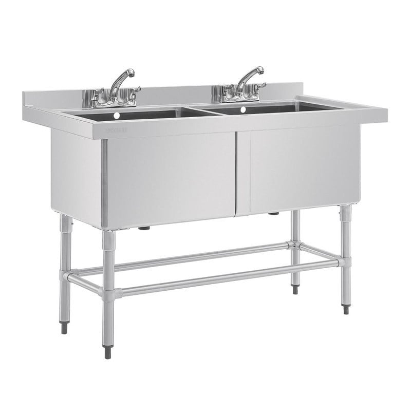 Double Evier Profond Avec Dosseret 2 X 100 L 1410 X 600 Mm - Vogue - Fourniresto