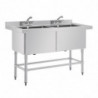 Doppio lavello profondo con schienale 2 x 100 L 1410 x 600 mm - Vogue - Fourniresto