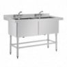 Double Sink with Backsplash 2 X 100 L 1410 X 600 Mm - Vogue - Fourniresto