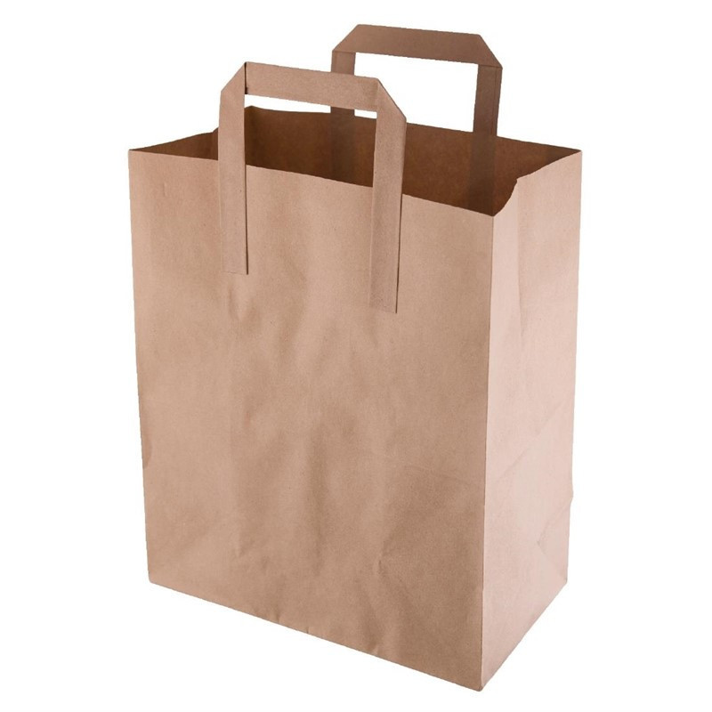 Brown Recyclable Paper Bag 255 x 215 mm - Pack of 250 - Fiesta Green - Fourniresto