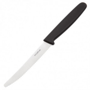 Coltello per pomodori lama dentata nera 10 cm - Hygiplas - Fourniresto