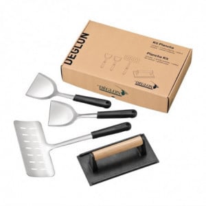 Kit Plancha in Acciaio Inox e Ghisa 4 Utensili - DEGLON - Fourniresto