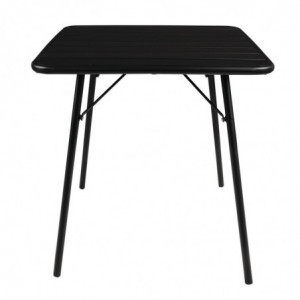 Tavolo a doghe nero quadrato in acciaio 700 x 700 mm - Bolero - Fourniresto