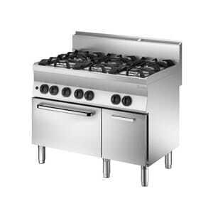 Six-burner stove with gas oven and 650 Series cabinet