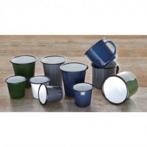 Mugs en Acier Émaillé Vert et Noir 350ml - Lot de 6 - Olympia - Fourniresto