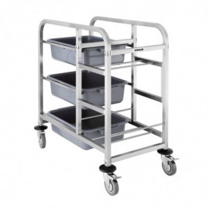 Stainless Steel 3-Tier Canteen Trolley - Vogue - Fourniresto