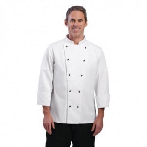 Giacca da cucina unisex Chicago a maniche lunghe bianca taglia L - Abbigliamento per chef bianco - Fourniresto