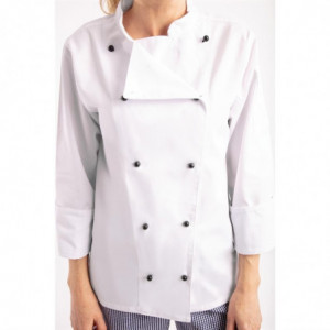 Giacca da cucina unisex Chicago a maniche lunghe bianca taglia L - Abbigliamento per chef bianco - Fourniresto