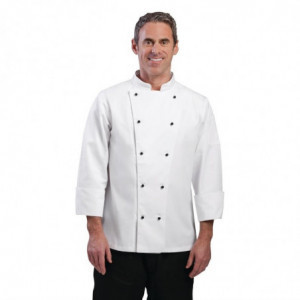 Unisex Chicago Long Sleeve White Chef Jacket Size M - Whites Chefs Clothing - Fourniresto