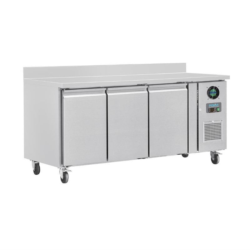 Tavolo Frigorifero Negativo 3 Porte Con Schienale Serie U - 417L - Polar -