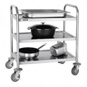 Carrello di Sgombero in Acciaio Inox - 3 Livelli - L 710 X P 405mm - 128Kg - Vogue