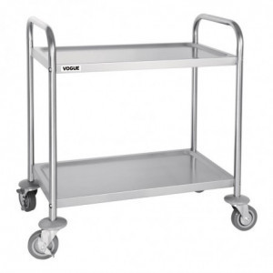 Piccolo Carrello di Sgombero in Acciaio Inox - 2 Livelli - L 710 x P 405mm - Vogue