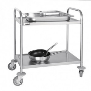 Piccolo Carrello di Sgombero in Acciaio Inox - 2 Livelli - L 710 x P 405mm - Vogue