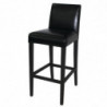 High Bar Stool with Faux Leather Backrest - Black - Bolero - Fourniresto