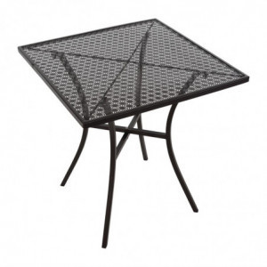 Tavolo Bistrot Quadrato in Acciaio Traforato - Nero - 700mm - Bolero - Fourniresto