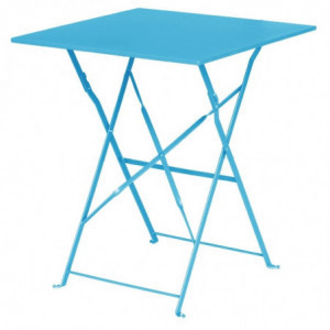 Square steel terrace table - turquoise blue - 600mm - Bolero - Fourniresto