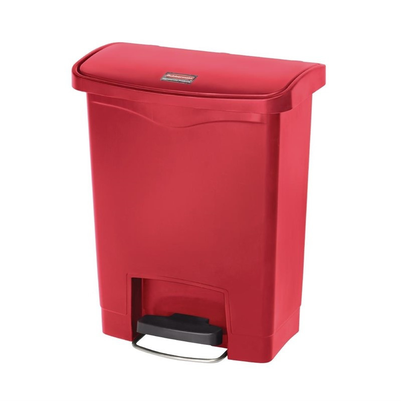 Cestino con pedale frontale Slim Jim rosso - 30L - Rubbermaid