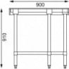 Tavolo d'angolo in acciaio inossidabile-L 900 x 700mm - Vogue