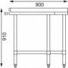 Tavolo d'angolo in acciaio inossidabile-L 900 x 700mm - Vogue