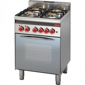 Fourneau 4 Fuochi Gas Su Forno Elettrico A Convezione GN 2/3 600 - Gastro M