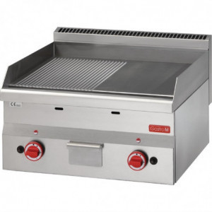 Plancha Gas Piastra Mezza Liscia Mezza Rigata - L 600 x P 600mm - Gastro M