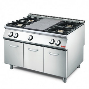 Gas Hotplate 700 With 4 Burners On Open Cupboard - Gastro M