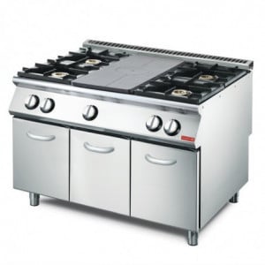 Piastra a Gas 700 con 4 Fuochi su Armadio Aperto - Gastro M
