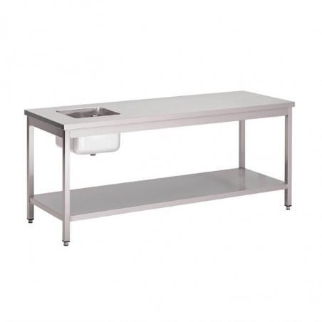 Table Du Chef en Inox avec Étagère Basse-L 1600 x P 700mm - Gastro M - Fourniresto