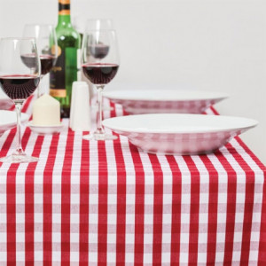 Square red checkered polyester tablecloth 1780 x 1780mm - Mitre Essentials - Fourniresto