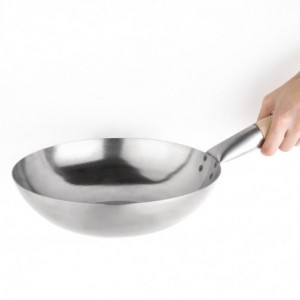 Wok Fondo Piatto in Acciaio Dolce - 25,4 cm - Vogue - Fourniresto