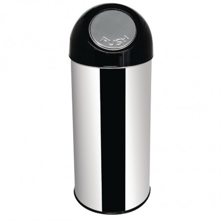 Cestino Rotondo con Coperchio a Battente in Acciaio Inox - 40L - Bolero