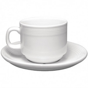 Piattino per tazza da tè impilabile Linear 20cl - Confezione da 12 - Olympia - Fourniresto