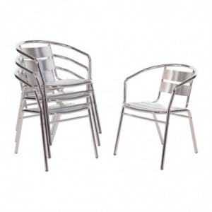 Fauteuils empilables en aluminium - Lot de 4 - Bolero - Fourniresto