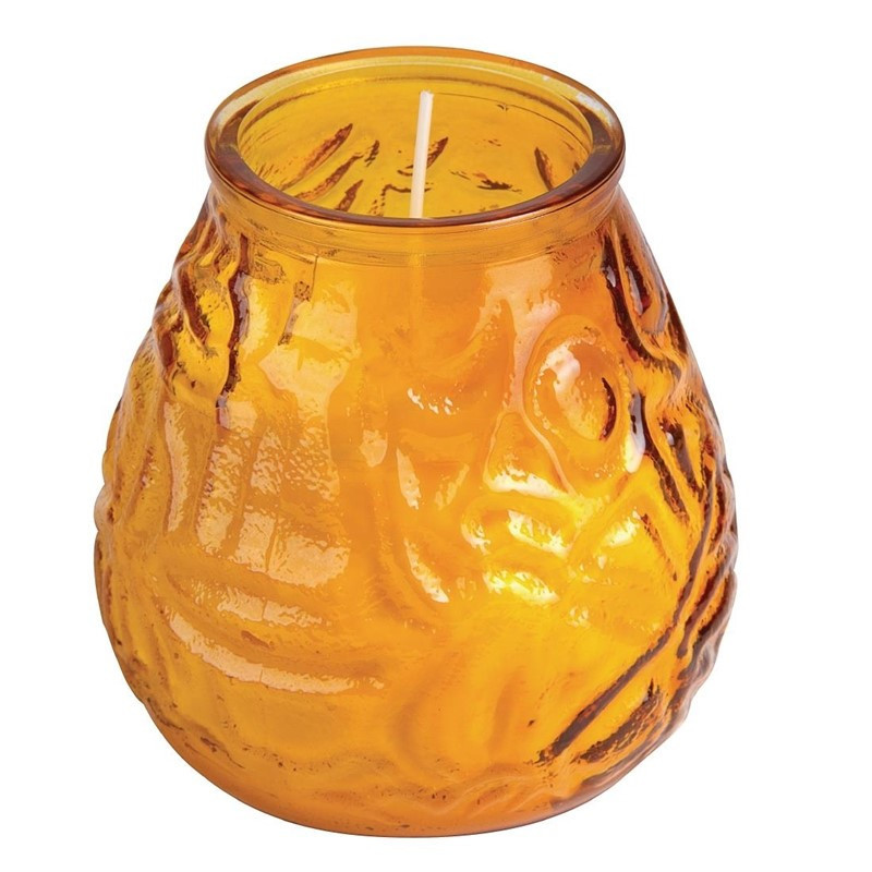 Candele veneziane Bolsius Low Boy ambra 75 h - Lotto di 12 - FourniResto - Fourniresto