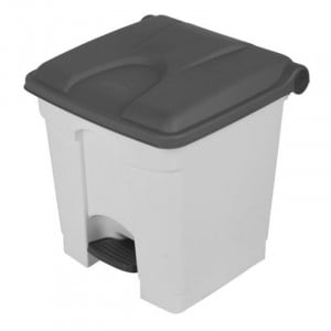 Cestino con pedale bianco e grigio - 45 L