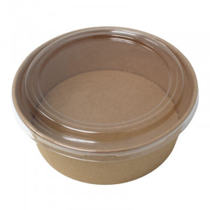 Ciotola per Insalata Kraft con Coperchio PET - 1300 ml - Confezione da 300