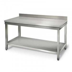 Tavolo Inox con Ripiano e Alzatina - P 600 mm - L 1800 mm