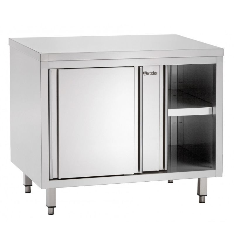 Stainless Steel Cabinet with Sliding Doors and Shelf - L 1200 mm