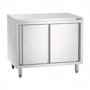 Stainless Steel Cabinet with Sliding Doors and Shelf - L 1800 mm