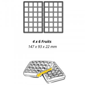 Professional Waffle Maker with 180° Opening - Left Right Tilt - 4 x 6 Cork