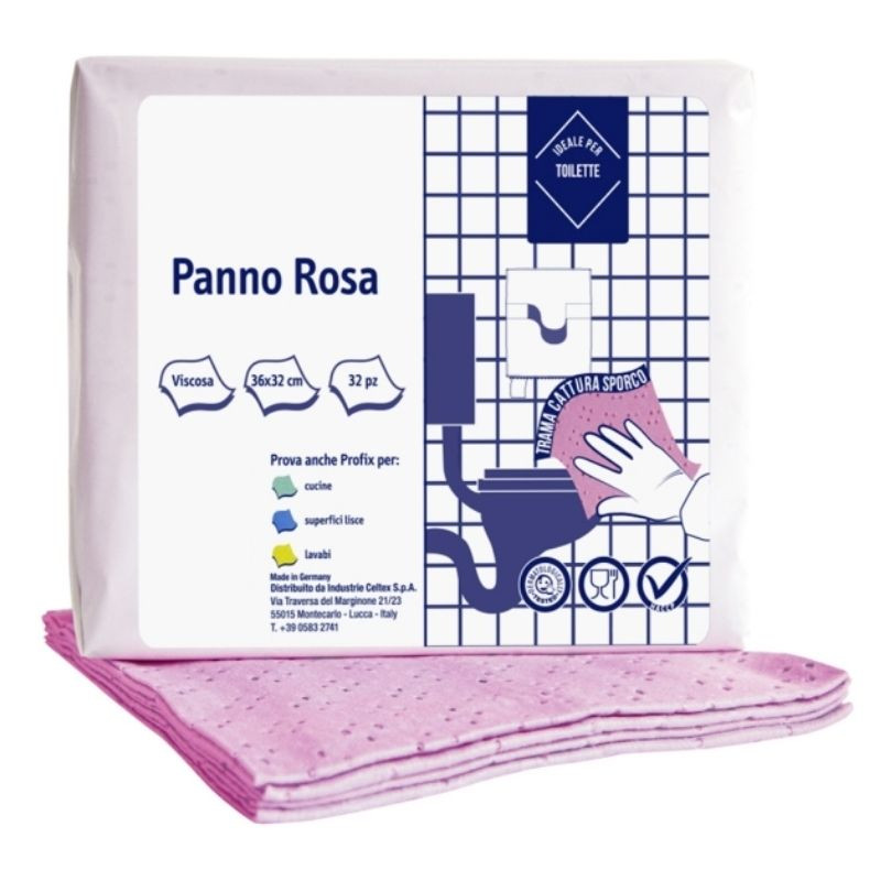 Panno in microfibra rosa - 360 x 320 mm - Lotto di 32