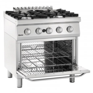 Fornello a 4 fuochi con forno a gas GN 2/1 Serie 700