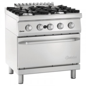 Fornello a 4 fuochi con forno a gas GN 2/1 Serie 700