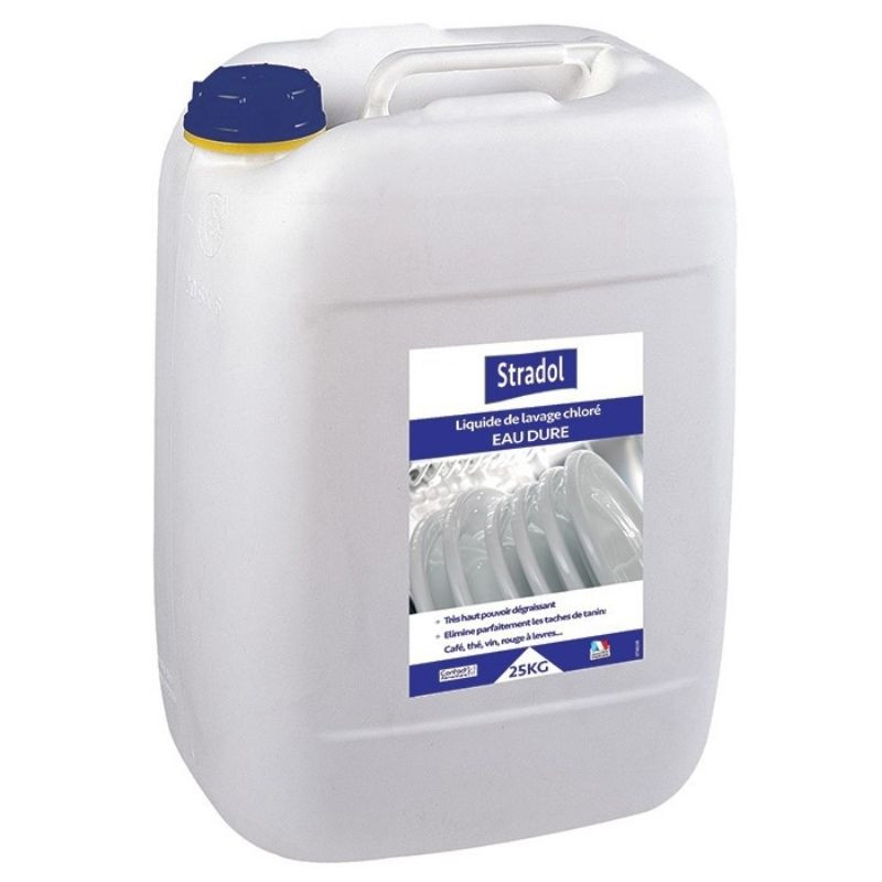 Liquido detergente clorato per acqua dura per lavastoviglie - 25 kg - Stradol