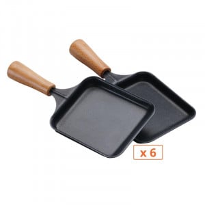 Set di 6 padelline rettangolari in legno per raclette