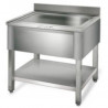 Lavello 1 Vasca con Schienale e Ripiano - L 600 x P 700 mm - Dynasteel