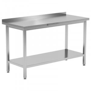 Tavolo Inox 1600x700 mm Alzatina e Ripiano Basso