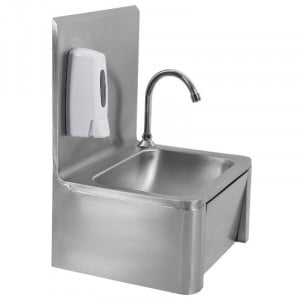 Lave-Mains Inox Commande Fémorale avec Dosseret et Savon