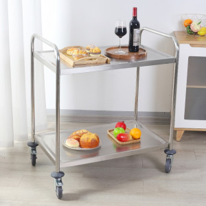 Carrello Inox 2 Ripiani Dynasteel - Professionale per la ristorazione. Solido, maneggevole e robusto.