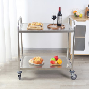 Carrello Inox 2 Ripiani Dynasteel - Professionale per la ristorazione. Solido, maneggevole e robusto.